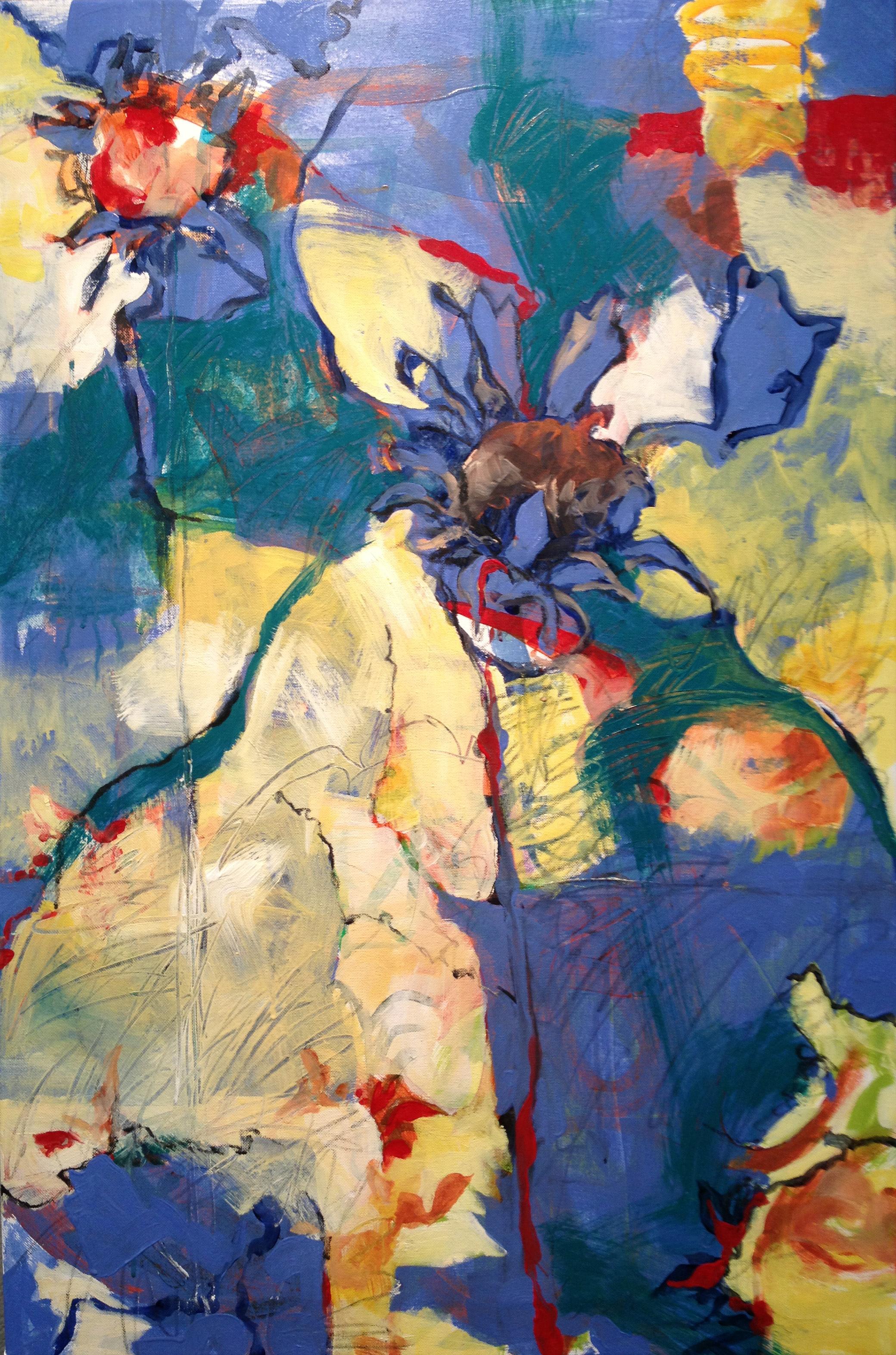 abstract painting, shape, vivid palette, value, line, colorist, sunflower, graphite, acrylic